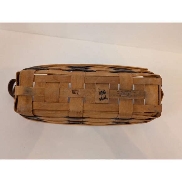 Longaberger Handwoven Basket With Leather Handles Brown Rectangle Rustic Decor U - Picture 9 of 9